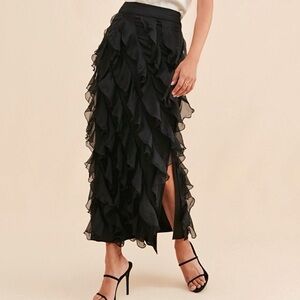 Anthropologie Let Me Be Sasha Ruffled Maxi Skirt, NEW